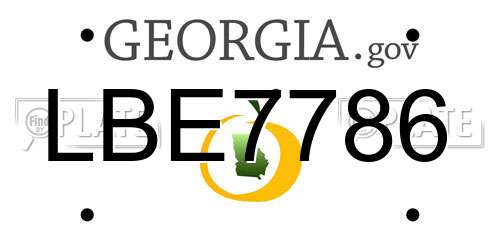 LBE7786 Georgia License Plate