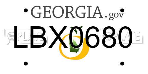LBX0680 Georgia License Plate