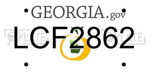 LCF2862 Georgia License Plate
