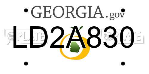 LD2A830 Georgia License Plate