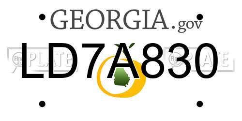 LD7A830 Georgia License Plate