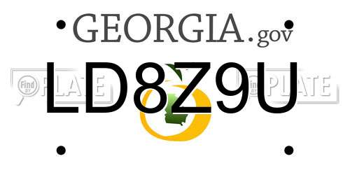 LD8Z9U Georgia License Plate