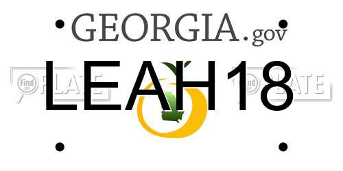 LEAH18 Georgia License Plate
