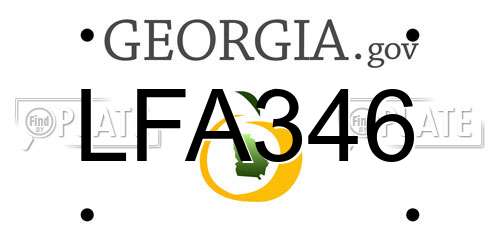 LFA346 Georgia License Plate