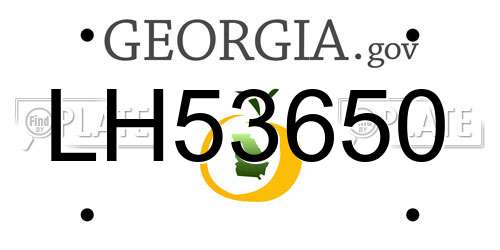 LH53650 Georgia License Plate