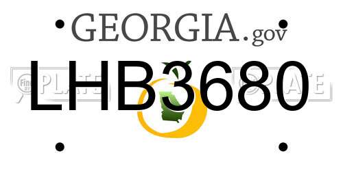 LHB3680 Georgia License Plate