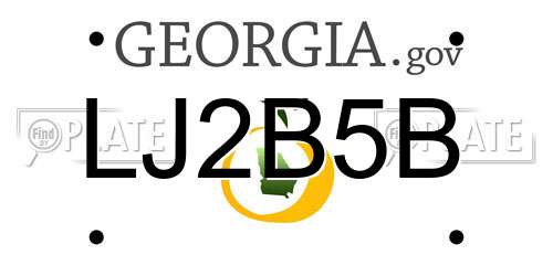 LJ2B5B Georgia License Plate