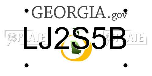 LJ2S5B Georgia License Plate