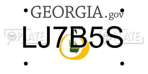 LJ7B5S Georgia License Plate