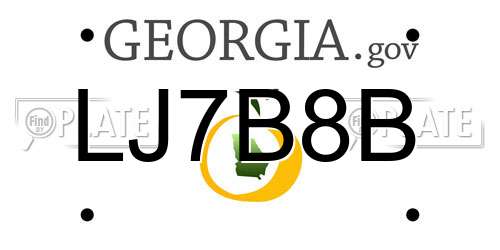 LJ7B8B Georgia License Plate