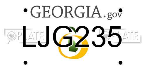 LJG235 Georgia License Plate