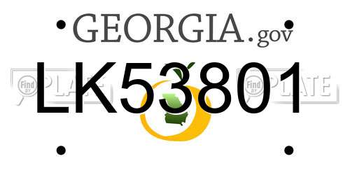 LK53801 Georgia License Plate