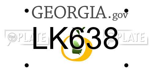 LK638 Georgia License Plate