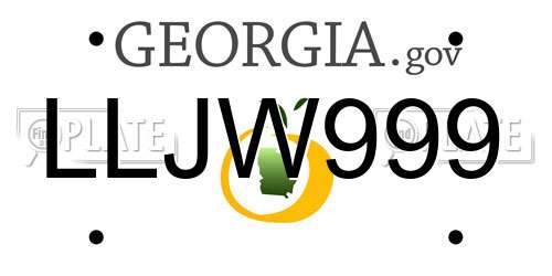 LLJW999 Georgia License Plate