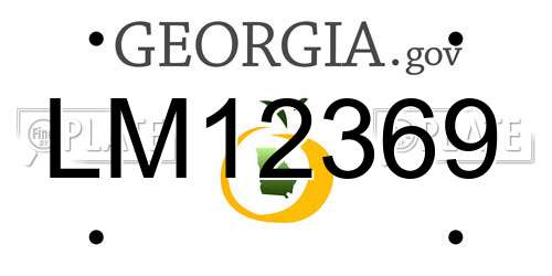 LM12369 Georgia License Plate