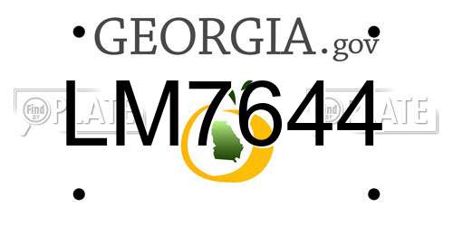 LM7644 Georgia License Plate