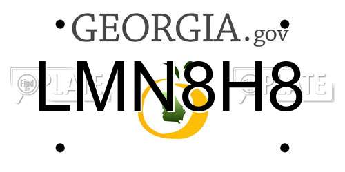LMN8H8 Georgia License Plate