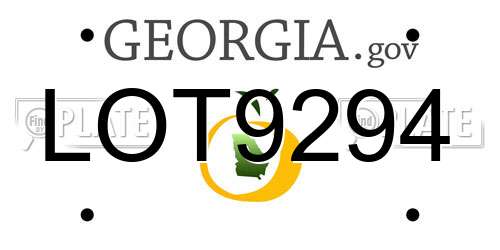 LOT9294 Georgia License Plate