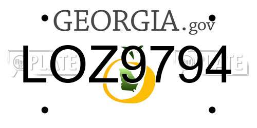 LOZ9794 Georgia License Plate