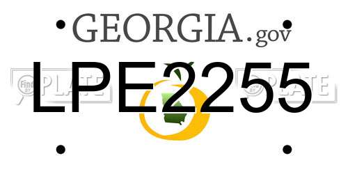 LPE2255 Georgia License Plate