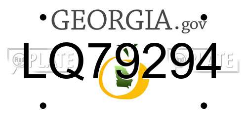 LQ79294 Georgia License Plate