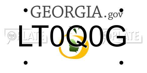 LT0Q0G Georgia License Plate