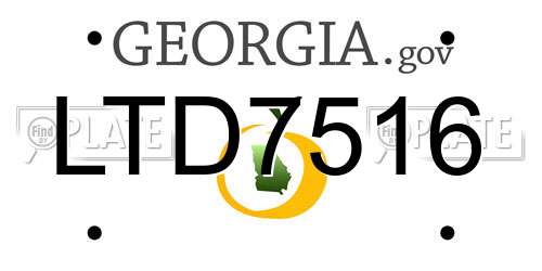 LTD7516 Georgia License Plate