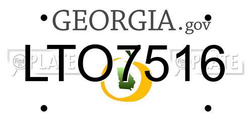 LTO7516 Georgia License Plate