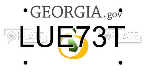 LUE73T Georgia License Plate