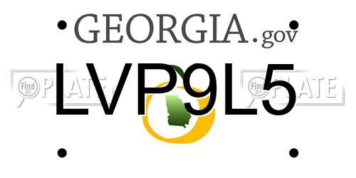 LVP9L5 Georgia License Plate