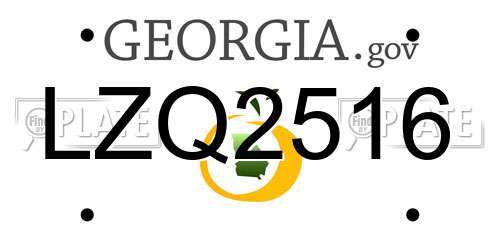 LZQ2516 Georgia License Plate