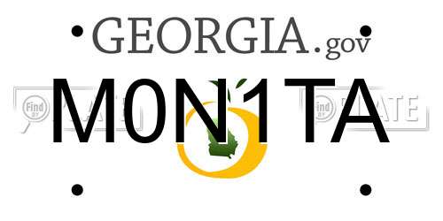 M0N1TA Georgia License Plate