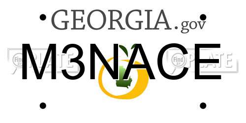 M3NACE Georgia License Plate
