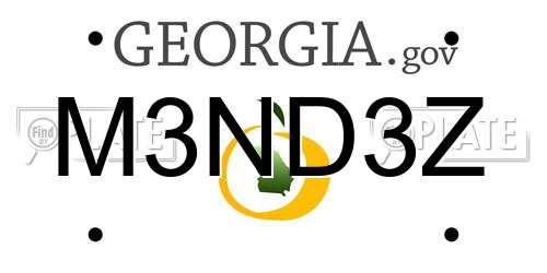 M3ND3Z Georgia License Plate
