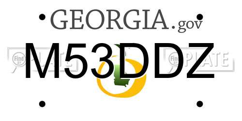 M53DDZ Georgia License Plate