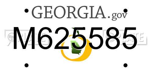 M625585 Georgia License Plate