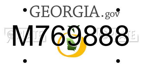 M769888 Georgia License Plate
