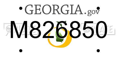 M826850 Georgia License Plate