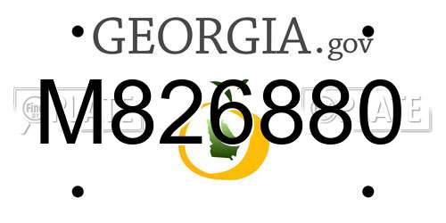 M826880 Georgia License Plate
