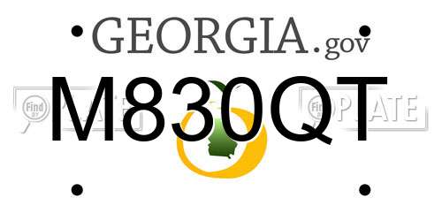M830QT Georgia License Plate