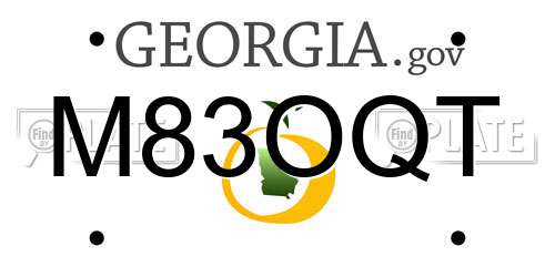 M83OQT Georgia License Plate