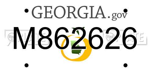 M862626 Georgia License Plate