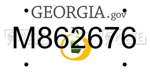 M862676 Georgia License Plate