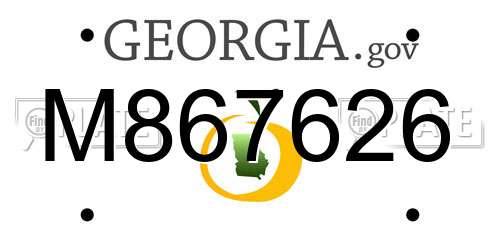 M867626 Georgia License Plate
