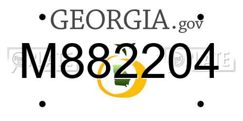 M882204 Georgia License Plate