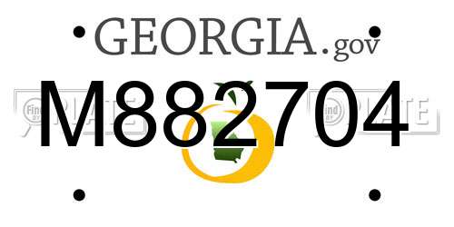 M882704 Georgia License Plate