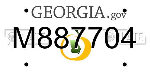 M887704 Georgia License Plate