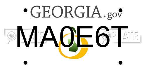 MA0E6T Georgia License Plate