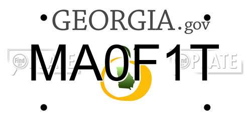 MA0F1T Georgia License Plate