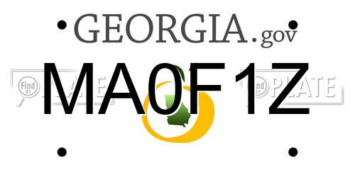 MA0F1Z Georgia License Plate
